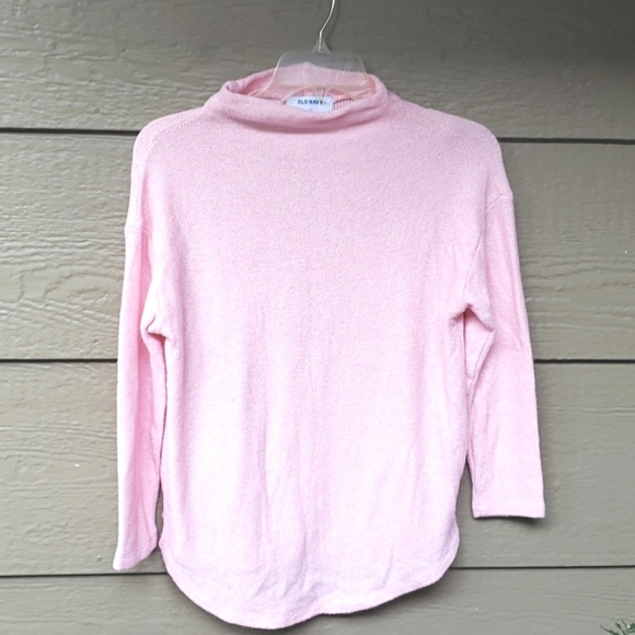 Old Navy  Sweater Pullover Relaxed Plush Pink Stretch Mock Neck SP PETITE - Picture 1 of 4